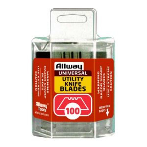 Allway 3 Notch Utility Knife Blades, 100/dispenser, carded (DSP100)