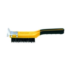 Allway 4 x 11 Soft Grip Carbon Steel Wire Brush w/Scraper, labelled (SB411)