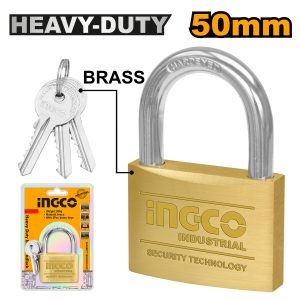 Ingco Industrial 50mm Heavy duty brass padlock w/ 3 Keys