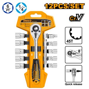 Ingco Industrial 12 Pcs 1/4" socket set
