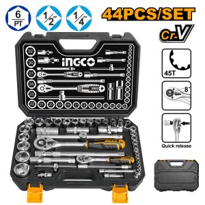 Ingco Industrial 44 Pcs 1/4"&1/2" socket set