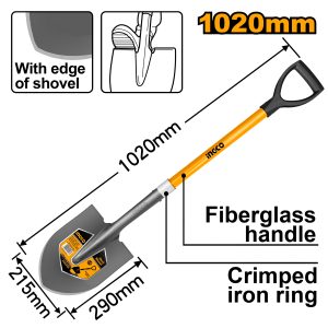 Ingco Industrial Fibreglass Steel shovel Pointed