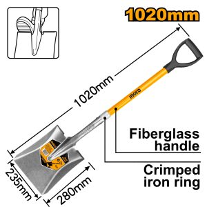 Ingco Industrial Fibreglass Steel shovel Flat