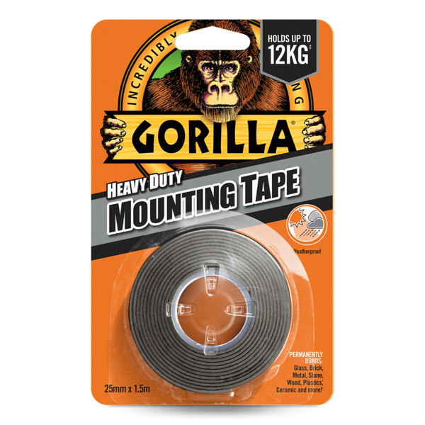 Gorilla Mounting Tape black 25mm X 1.5M