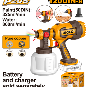 Ingco 20V Lithium-ion spray gun w/ battery & nozzles