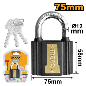 Ingco 75mm Iron padlock w/ 3 Keys